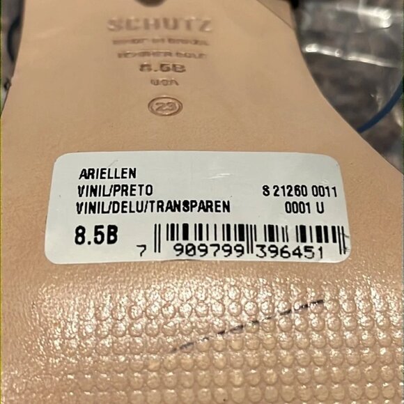 New Schutz Ariellen Vinyl Crystal Block-Heel Sandals Black size 8.5 - Picture 9 of 9